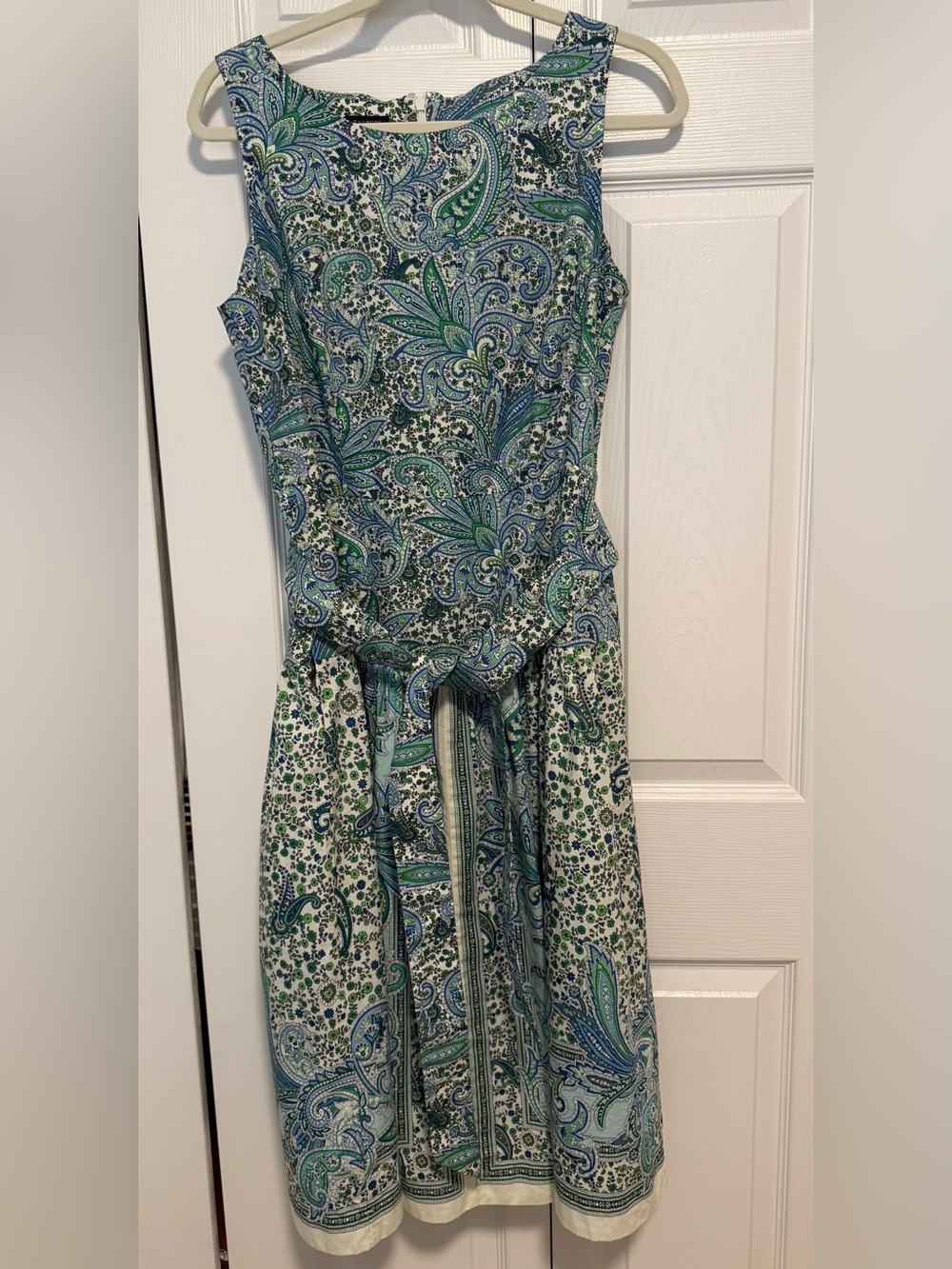Talbots Sleeveless Paisley Midi Dress in Blue and Green